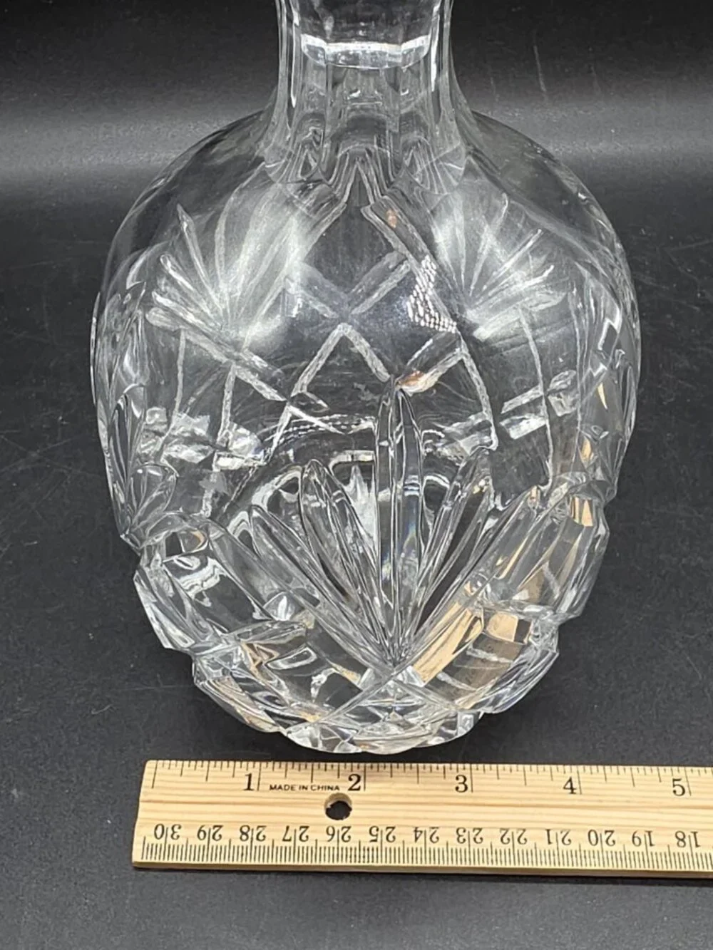 Vintage Heavy Lead Crystal Decanter And Stopper Barware Liquor Holder Boho Glam
